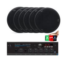 Kit Som Ambiente 4 Canal 500watts + 04 Caixas Para Teto/gesso Preto