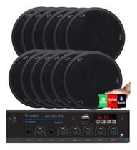 Kit Som Ambiente 4 Canal 500watts + 12 Caixas Para Teto/gesso Preto - Leson Kit Som Ambiente 4 Canal 500watts + 12 Caixas Para Teto/gesso Preto - Leson