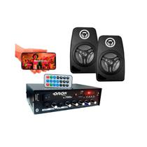 Kit Som Ambiente 500 Watts Bluetooth +2 Caixas Parede Pretas Kit Som Ambiente 500 Watts Bluetooth +2 Caixas Parede Pretas