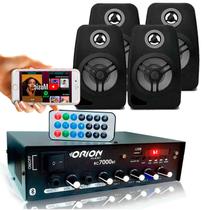 Kit Som Ambiente 500 Watts Bluetooth + 4 Caixas Preta Parede