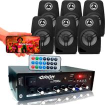 Kit Som Ambiente 500 Watts Bluetooth +6 Caixas Parede Pretas