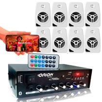 Kit Som Ambiente 500 Watts Bluetooth +8 Caixas Parede Branca