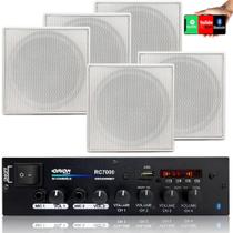 Kit Som Ambiente 500w 5 Caixa Teto Embutir Quadrada Branca - ORION