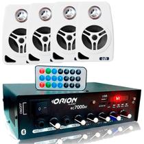 Kit Som Ambiente 500w Bluetooth+4 Caixas Parede Br 70w Leson