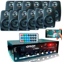 Kit Som Ambiente 500w Bt+12caixas Parede Pretas Leson 70 Rms
