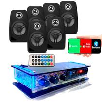 Kit Som Ambiente 6 Caixa Acústica Pretas C/ Receiver Bt