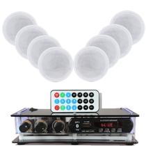 Kit Som Ambiente 8 Arandelas Redondas + 2 Amplificador Bt