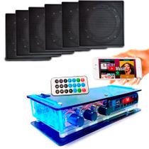 Kit Som Ambiente 8 Caixas Acústicas Gesso + Amplificador Bt