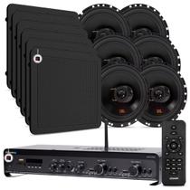 Kit Som Ambiente Academia Salão Lojas Bluetooth Conexão Tv Usb Sd Slim 2700 Optical + Arandelas Jbl Embutir Teto