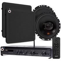 Kit Som Ambiente Academia Salão Lojas Bluetooth Conexão Tv Usb Sd Slim 2700 Optical + Arandelas Jbl Embutir Teto