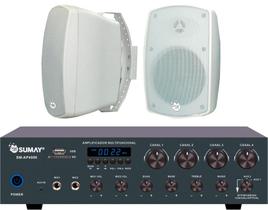 Kit Som Ambiente Amp.Sm-Ap4000 Sumay+2 Caixas Parede 200w-Bivolt