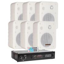Kit Som Ambiente Amplificador 1000 + 6 Caixas MSB60 Hayonik Brancas