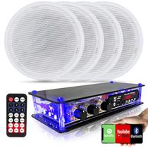 Kit Som Ambiente Amplificador Bluetooth + 4 Arandelas Gesso