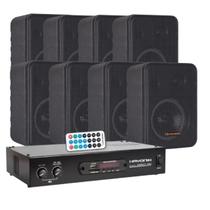 Kit Som Ambiente Amplificador Compact 1000 80w + 08 Caixas 4" Hayonik