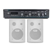 Kit Som Ambiente Amplificador Slim 1600 Par de Caixa de Som PS 200 Kit Som Ambiente Amplificador Slim 1600 Par de Caixa de Som PS 200