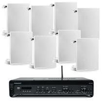 Kit Som Ambiente Amplificador Slim 4100 G5 300W RMS 2x150W 8 Arandelas CX6 8 Ohms 40 RMS FRAHM