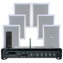 Kit Som Ambiente Apartamento 6 Arandelas Jbl + Amplificador Bluetooth Entrada Tv Frahm Slim 3700