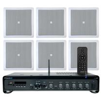 Kit Som Ambiente Apartamento 6 Arandelas Jbl de Embutir Teto + Amplificador Bluetooth Usb Tv - Frahm