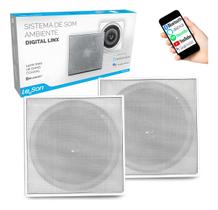 Kit Som Ambiente Arandela Alto Falante Quadrada Branca Ativa Bluetooth Leson 140w Rms + Passiva