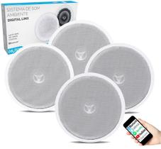 Kit Som Ambiente Arandela Alto Falante Redonda Branca Ativa Bluetooth Leson + 3 Passivas