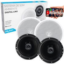 Kit Som Ambiente Arandela Alto Falante Redonda Branca Ativa Bluetooth Leson + Passiva