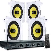 Kit Som Ambiente Bluetooth 4500 + 4 Caixas De Som Embutir