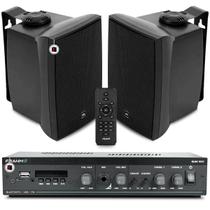 Kit Som Ambiente Bluetooth Salão Beleza Recepção Clinicas Usb Controle Remoto + 2 Caixas Embutir Jbl