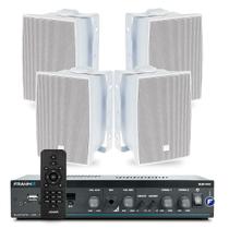 Kit Som Ambiente Bluetooth Usb Controle Remoto Lojas Area Lazer Quiosque Salão + 4 Caixas Fixar Parede Jbl