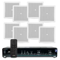 Kit Som Ambiente Bluetooth Usb Sd Area Gourmet + Arandelas Jbl Embutir Teto Gesso 8 Unid