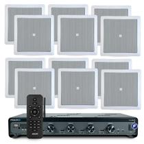 Kit Som Ambiente Bluetooth Usb Sd Controle Remoto Amplificador 4500 Optical Com 12 Arandelas Jbl