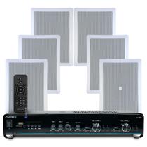 Kit Som Ambiente Bluetooth Usb Sd Controle Remoto Amplificador Com 6 Arandelas Jbl Retangular