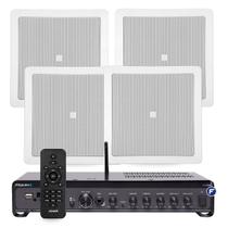 Kit Som Ambiente Climatização Apartamento 4 Arandelas Jbl de Embutir Teto Bluetooth Usb Tv