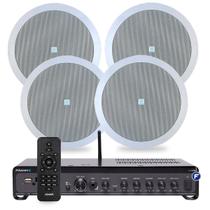 Kit Som Ambiente Climatização Apartamento 4 Arandelas Jbl de Embutir Teto Bluetooth Usb Tv
