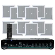 Kit Som Ambiente Embutir Teto Jbl 12 Arandelas Retangular + Receiver Slim Bluetooth Usb Sd Controle