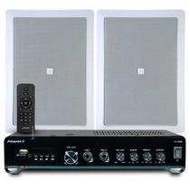 Kit Som Ambiente Embutir Teto Jbl 2 Arandelas Retangular + Receiver Slim Bluetooth Usb Sd Controle