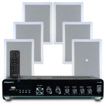 Kit Som Ambiente Embutir Teto Jbl 6 Arandelas Retangular + Receiver Slim Bluetooth Usb Sd Controle
