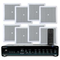 Kit Som Ambiente Embutir Teto Jbl 8 Arandelas Retangular + Receiver Slim Bluetooth Usb Sd Controle Kit Som Ambiente Embutir Teto Jbl 8 Arandelas Retangular + Receiver Slim Bluetooth Usb Sd Controle