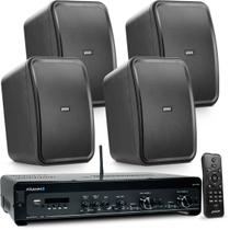 Kit Som Ambiente Externo 300W Amplificador Slim 4100 + 4 Caixas HS 6" Kit Som Ambiente Externo 300W Amplificador Slim 4100 + 4 Caixas HS 6"