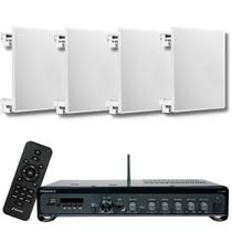 Kit Som Ambiente Frahm 3700 Slim + 4 Cx Som Arandela Embutir Kit Som Ambiente Frahm 3700 Slim + 4 Cx Som Arandela Embutir