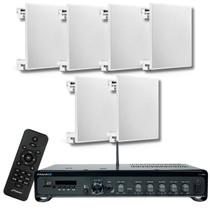 Kit Som Ambiente Frahm 3700 Slim + 6 Cx Som Arandela Embutir Kit Som Ambiente Frahm 3700 Slim + 6 Cx Som Arandela Embutir