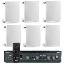Kit Som Ambiente Frahm com 6 Arandelas Teto Gesso e Receiver Bluetooth Frahm