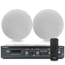 Kit Som Ambiente Frahm Slim 1600 Bluetooth Usb Area Gourmet + 02 Arandelas Embutir Teto Gesso