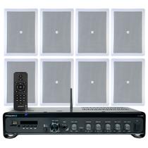 Kit Som Ambiente Hotel Sala Home 8 Arandelas Jbl + Amplificador Bluetooth Entrada Tv Slim 3700 - Frahm