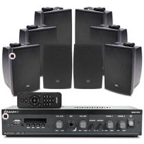 Kit Som Ambiente Jbl Bluetooth Academia Salão de Festa Amplificador + 8 Caixas Acústica Jbl