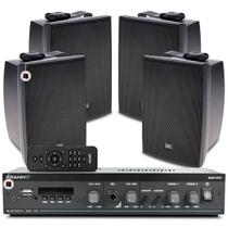 Kit Som Ambiente Jbl Bluetooth Area Churrasco Varanda Slim 1600 + 4 Caixas Acústica Jbl Fixar Parede