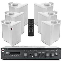 Kit Som Ambiente Jbl Bluetooth Auditorio Restaurantes Barzinho Hotel Supermercado + 6 Caixas Branca