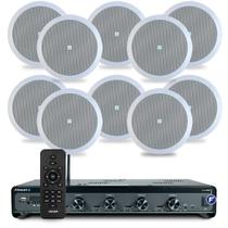 Kit Som Ambiente Jbl Bluetooth Usb Sd Amplificador Slim 4500 Optical Conexao com Tv + 10 Arandelas Jbl