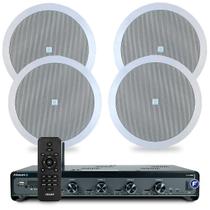 Kit Som Ambiente Jbl Bluetooth Usb Sd Amplificador Slim 4500 Optical Conexao com Tv + 4 Arandelas Jbl