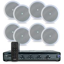 Kit Som Ambiente Jbl Bluetooth Usb Sd Amplificador Slim 4500 Optical Conexao com Tv + 8 Arandelas Jbl