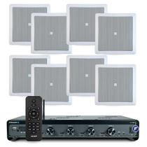 Kit Som Ambiente Jbl Bluetooth Usb Sd Amplificador Slim 4500 Optical Conexão Tv + 8 Arandelas Jbl